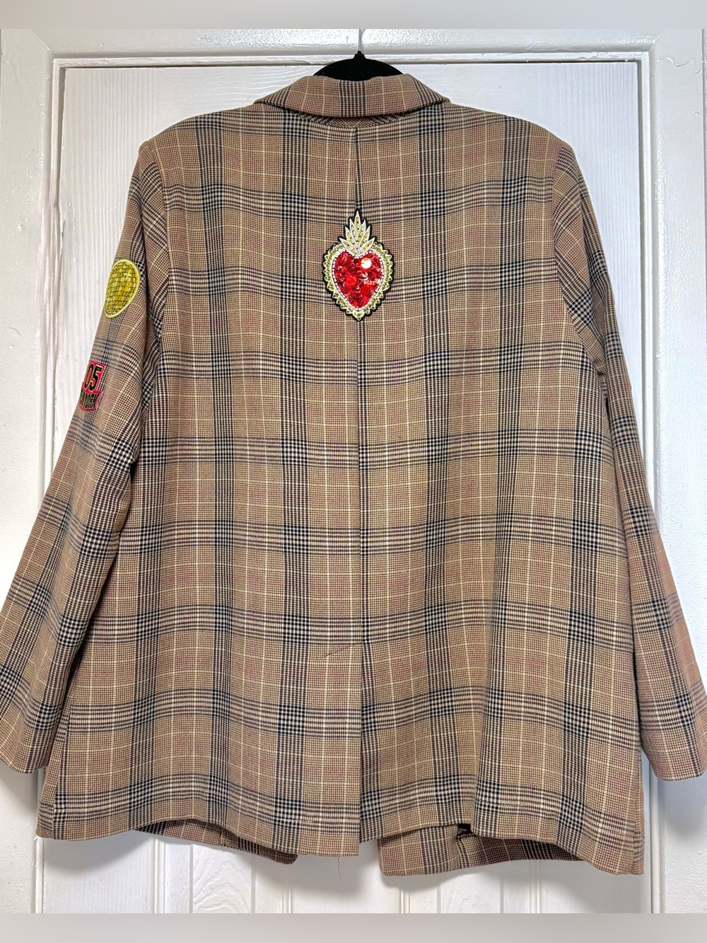 Old Navy Tan Plaid Blazer with Colorful Patchwork - Picture 11 of 12